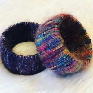 Handcrafted Bracelets made with Metallic Yarn